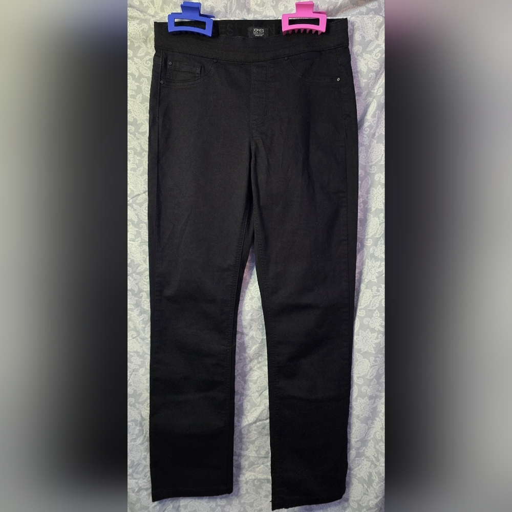 Jones New York Signature Lexington Straight Pants Black Sz 8 NWOT Stretch Waist